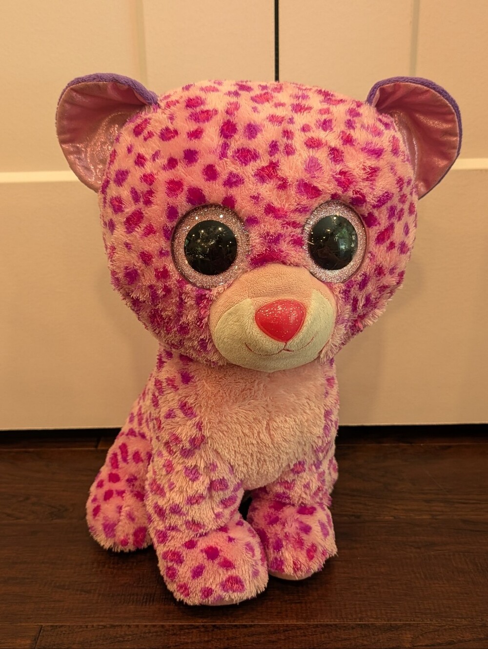 TY Beanie Boo Large 16" Glamour Pink Spotted Kitten Stuffed Animal